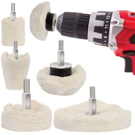 Polerskiva för borr 6 st - Polerskivor för metall, aluminium, rostfritt stål, krom, glas och gör-det-själv-projekt - 6 stycken