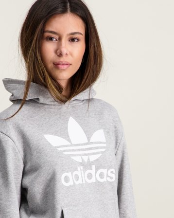 Adidas Originals TREFOIL HOODIE Szary Bluzy z kapturem Dziewczyna - Kids Brand Store