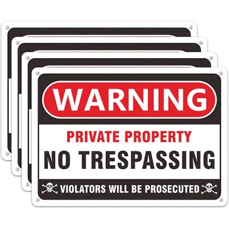 Privat område - Skilt - Ingen adgang - For hage, hus - Bulk - 4 pakning