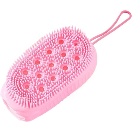 Blød Silikone Kropsskrubberbørste, 5,5 x 7,5 x 12,5 cm, Skånsom Eksfoliering og Let at Rengøre, Dobbeltsidet Massagebadebørste til Rejse- og 