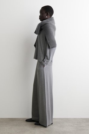 COS Women's Fluid Jersey Wide-Leg Trousers in Grey