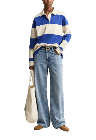 GANT Striped Cotton Heavy Rugger Tröjor Dam Blå M