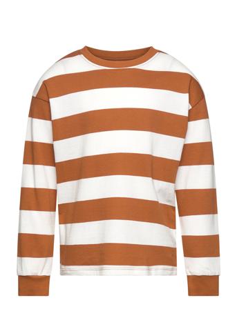 Striped Long Sleeves T-Shirt T-shirts Long-sleeved T-shirts Brun Mango*Betinget Tilbud