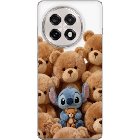 Kompatibel Mobilcover til OnePlus OnePlus 13R Sød og sikker illustration med Stitch omgivet af bamser, der skaber en varm og legende følelse for bø