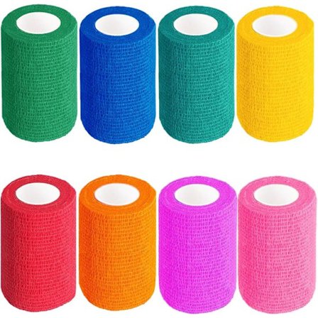 Itseliimautuva side - joustava ja hengittävä - sopii urheiluun ja kuntoutukseen. 8 rullaa värillisenä - 7,5 cm × 4,5 metriä