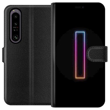 Kompatibelt Lommeboketui til Sony Sony Xperia 1 IV Minimalistisk neonbokstav I i regnbuefarger mot mørk bakgrunn