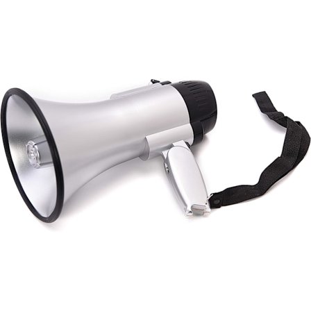 Bärbar megafon med 30 watt effekt, inbyggd musik och justerbar volym - Rem kraftfull och lätt