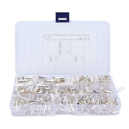 240 stk Ledningshylser Kit EN End Rød Kobber Tinbelagt Kabelhylser Krympekontakt Universal for Bil