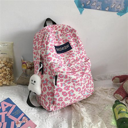 1 kpl Lasten reppu, Koulureppu Pinkki Leopardi Suuri Kapasiteetti Oppilaiden Kirjalaatikko Reppu Reppu Teini-ikäisille