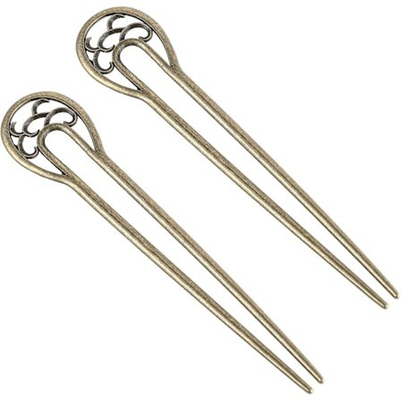 2 stk Metall U-formede Hårnåler Store Franske Hårnåler Vintage Hårpinner Hårgaffel Hårpynt for Kvinner Jenter