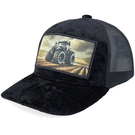 Kinder Kiddo Cap - Schwarz trucker Cap - Kinder Farming Tractor Patch Velvet Black Trucker @ Hatstore