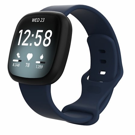 Fitbit Versa 3/Sense -silikoniranneke, tummansininen