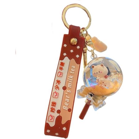Söt Bubble Tea Nyckelring Boba Björnen Nyckelring Hänge Dockan för Flicka