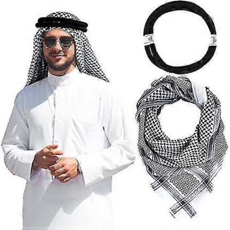Keffiyeh Arabisk Til Mænd Turban Muslimsk Palæstina Sjal Saudi Arabisk Agal Sheik Huer Kostume Til Mænd