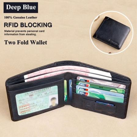 Herr RFID-blockerande plånbok i äkta läder Bifold Vintage Slim Kort Multi Stor kapacitet Koskinnsväska Pengaklämma C
