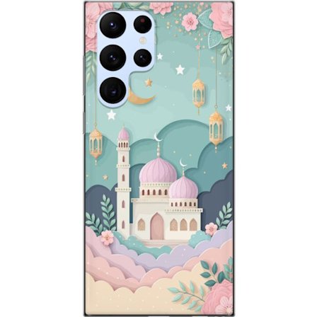 Kompatibelt Mobildeksel til Samsung Galaxy S22 Ultra 5G Håndtegnet reiseinspirert mønster med verdenskart, fly, hjerter og vintage eventyrtema