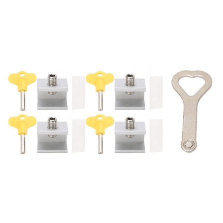 4 Sett Vinduslås Dørbregrensere Aluminiumlegering med 1 Nøkkel for Sikkerhet