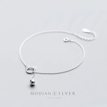 Modian Trendigt Nytt Erbjudande Kedjelänk Katt Lyckoklocka Armband Litet Sött 100% 925 Sterling Silver Armband för Kvinnor S925 Smycken~00798