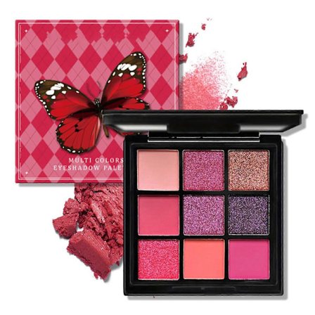 Make-up Ögonskugga 9 Färger Ögonskuggspalett Nio Röda Fjärilar Ögonskuggspalett Polariserad Grön Ögonskuggspalett