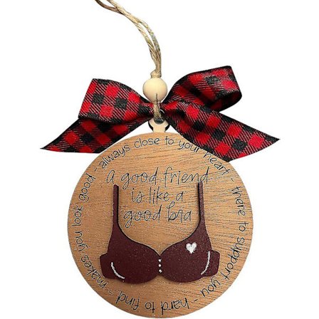 En bra vän är som en bra bh, vänskaps julgransprydnader(röd)