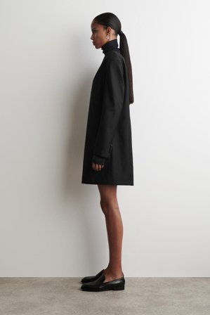 COS Women's Vestido De Esmoquin De Franela De Lana in Negro