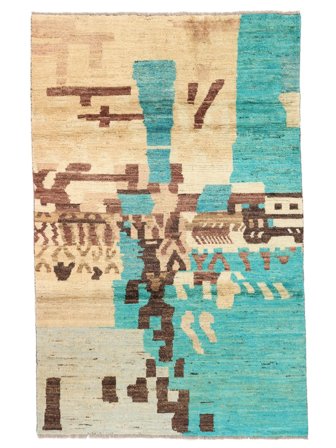 Moroccan Berber - Afghanistan Vloerkleed Modern Oranje/Donker Petrol (Wol, Afghanistan)