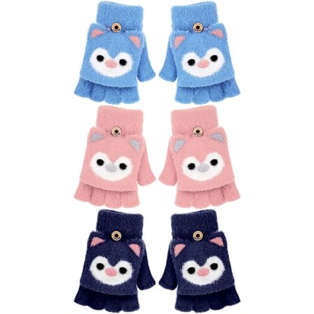 Fingerlösa Vantar Barn 5-10 År Konvertibla Vantar Stickade Klaffvantar