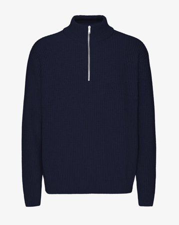 Merino Quarter Zip - Navy Blue - Male - S