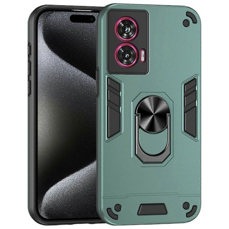 Til Motorola Edge 50 Fusion 5G Cover PC+TPU Drop Beskyttende Telefon Cover med Ring Kickstand - Grøn