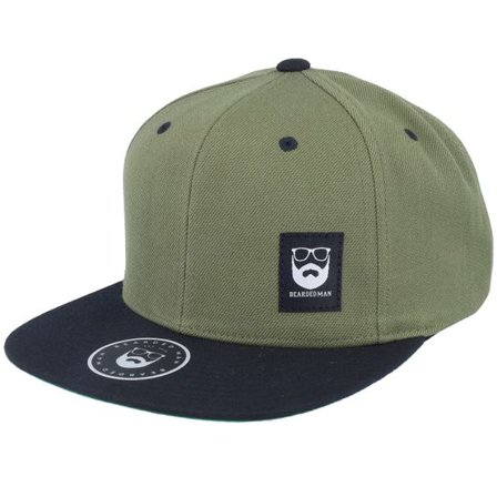 Bearded Man - Grön snapback Keps - Bm Logo Blk Woven Olive/Black Snapback @ Hatstore