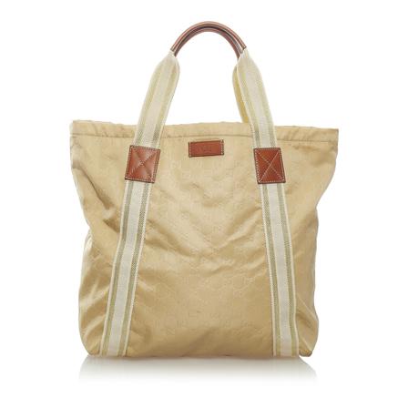 Gucci Vintage Pre -owned GG Canvas Web Tote Taske Brun, Dame Vintage Tasker, Størrelse: ONE Size