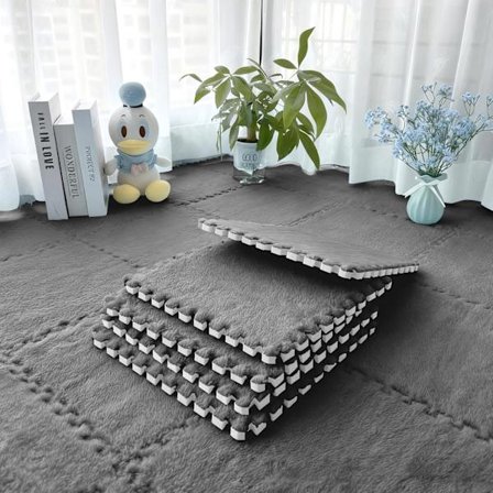 12 pehmeää plyysivaahtomuovimattoa 30 x 30 cm, pehmeät mattolaatat, palapelimatto, lukittavat Eva-lattiamatot olohuoneeseen, makuuhuoneeseen, 