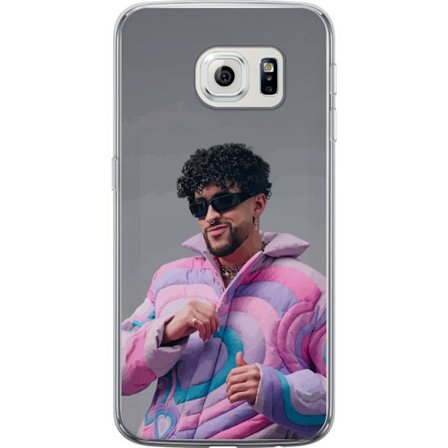 Yhteensopiva Puhelinkuori Samsung Galaxy S6 edge Värikäs kuvaus surullisesta sydämestä rannalla palmujen, delfiinien ja auringonlaskun kanssa retro-ta