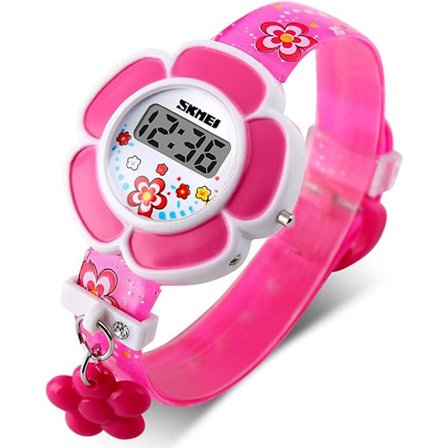 Barnklocka Flicka Blomma Form Klocka Nyhet Cartoon Digital Klocka