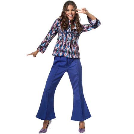Maskeraddräkt disco queen byxor och skjorta 70-tal dam