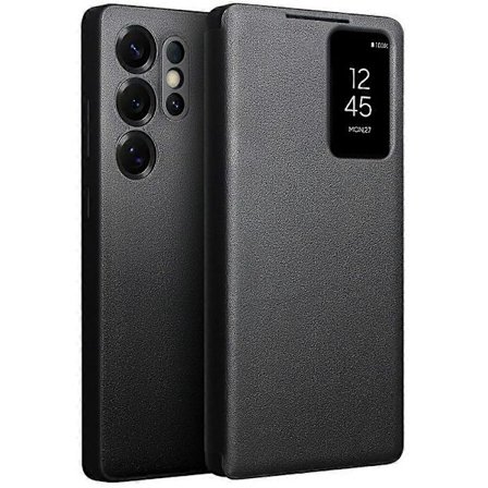 QIALINO Flip Cover i ægte okselæder med vindue til Samsung Galaxy S25 Ultra
