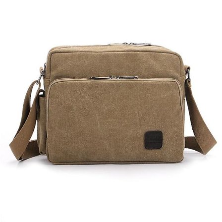 Herre multifunksjonell lerretsveske av høy kvalitet, casual reiseveske, Bolsa Masculina, herre skulder-/messenger-veske (khaki)