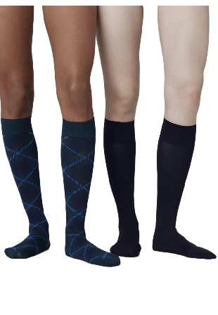 Swedish Stockings 2-pack Franka Check & Solid Knee Highs Knästrumpor Dam Grön ONESIZE