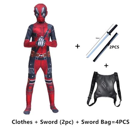 Superhelte Bodyssuits Til Børn Drenge Deadpool Sværd Pung Børn Film Karakter Ferie Kostumer Og Hall Cosplay (Cosplay) 04 100