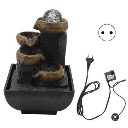 Bordsfontän för inomhusbruk med LED-ljus, bordsfontän med lugnande ljud av vatten och premiumkonstruktion i harts, vattenfallsmeditation