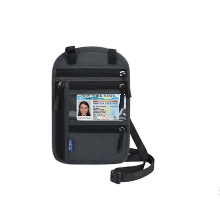 Passikotelo kansainväliselle matkustamiselle, kestävä muotoilu, vedenpitävä matkapussi, monitoiminen kaulalompakko RFID:llä