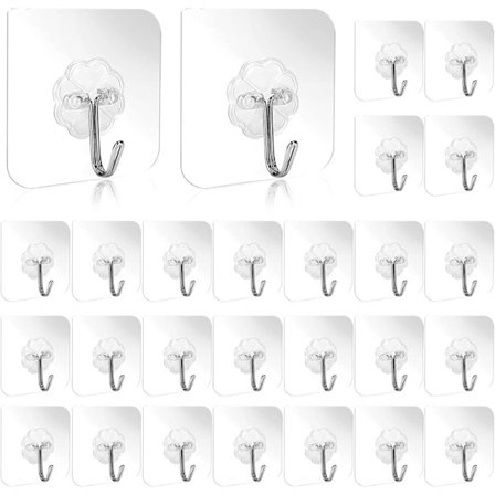 50-pakning vanntette transparente kroker, selvklebende plastkroker