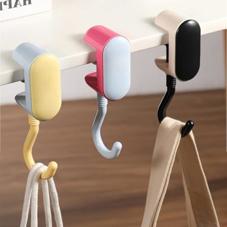 3-pak Justerbare Skrivebordskroge uden Boring - Fjederbelastede Bøjler til Tasker, Rygsække, Nøgler, Paraplyer & Hovedtelefoner, Passer til 