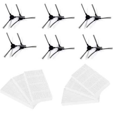 Ersättningssats Hepa-filter + sidoborste för Vileda VR 102-VR 302 Robotdammsugare, 18 tillbehör A134
