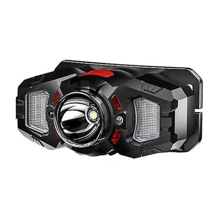 Ladeskjortel Super Lys LED Hodelykt Lommelykt med Hvit Rødt Lys Bevegelsessensor Hodelys for Utendørs Camping Fiske Løping