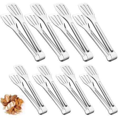 8 stycken köksänger i rostfritt stål, tårtänger grilltänger matänger serveringstänger för servering matlagning bakning stekning buffé sallad (2 