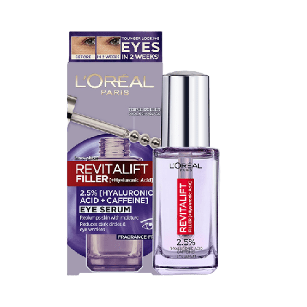 L'Oréal Paris Revitalift Filler 2.5% Hyaluronic Acid+Caffeine Eye Serum & specialbehandling Dam 20 ML