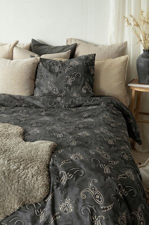 Borganäs of Sweden - Pussilakanasetti Tilly, 2 osaa - Musta - Pussilakanasetit - 150X210 - - Homeroom