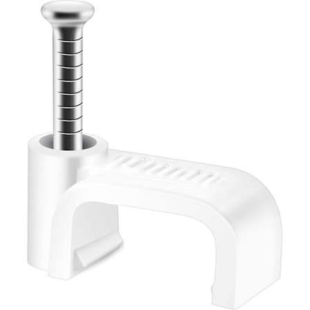 Flat Cable Clip White 100 Pcs Suitable for Ethernet Cable Clip to Wall with Steel Pin 10mm