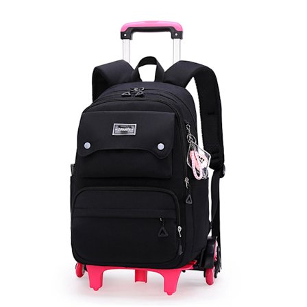 Ensfarvet Rulle Rygsæk til Piger med Hjul Skoletaske Folkeskole Elev Trolley Rygsæk Udendørs Rejsetaske